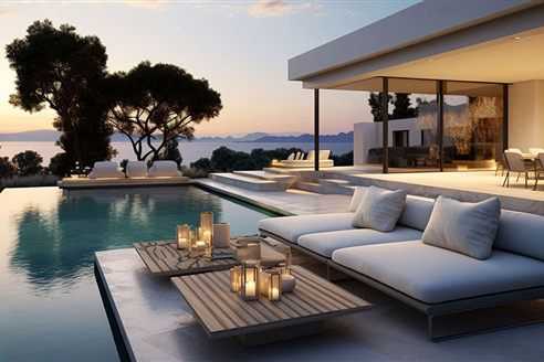 Luxury backyard with a pool and outdoor living area
