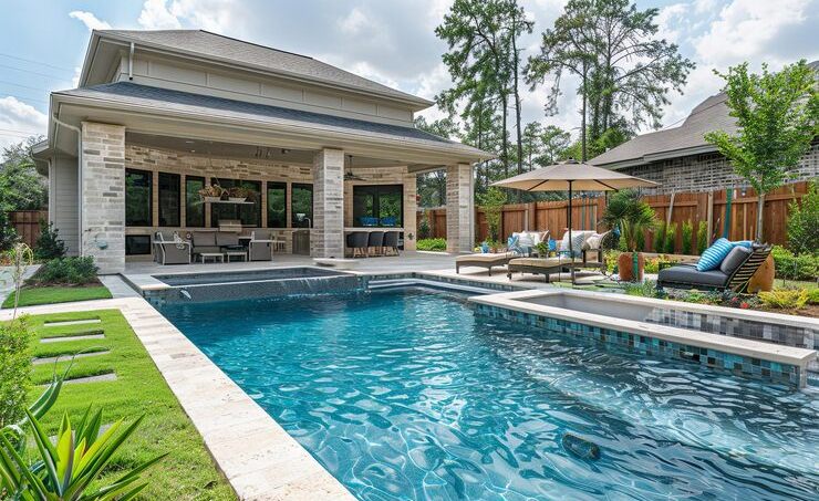 Residential pool built by Heavenly Outdoor in Katy, Texas